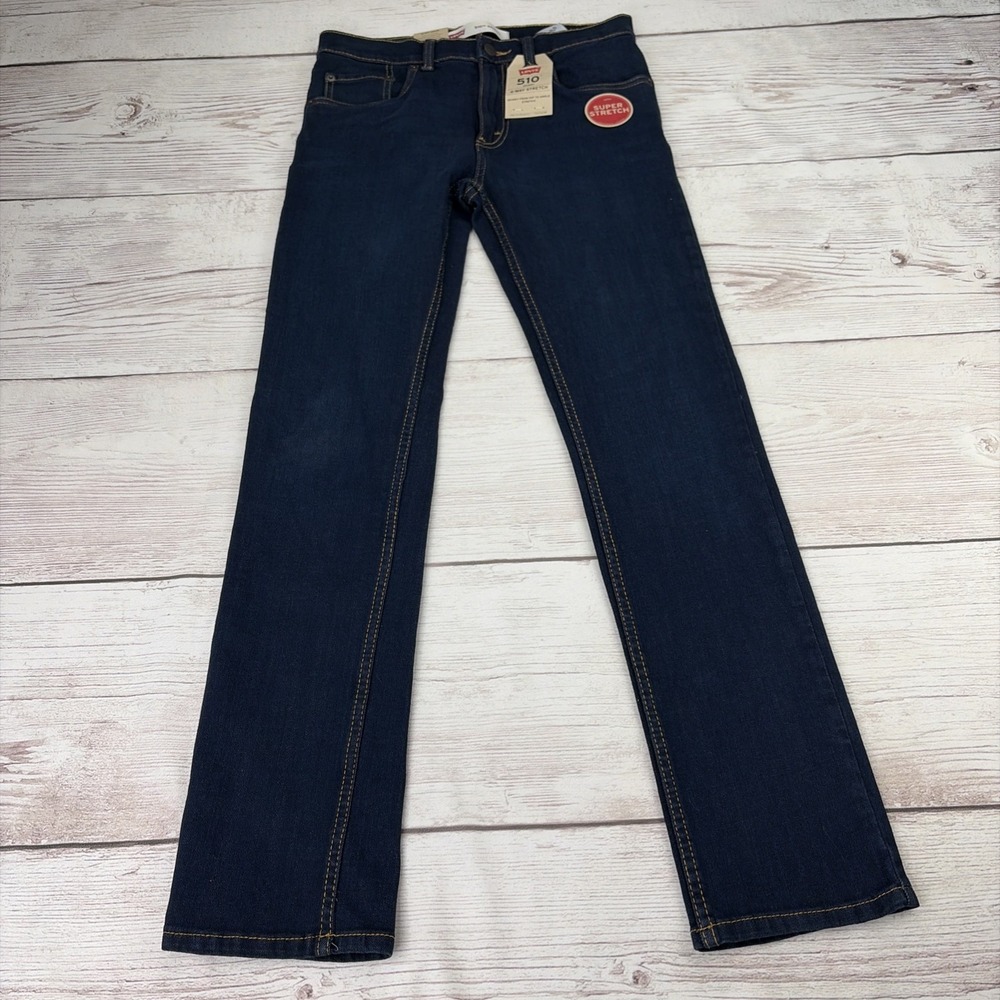 NWT Levi Strauss Teens 16 Reg 510 Dark Denim Stretch Hip To Ankle Skinny Jeans - Picture 2 of 16